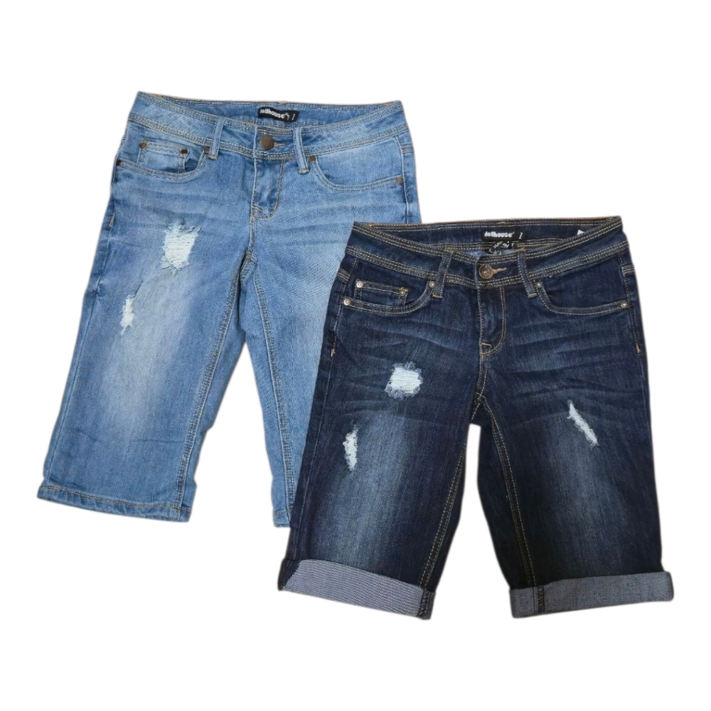 Dollhouse Blue Distressed Knee-Length Jeans